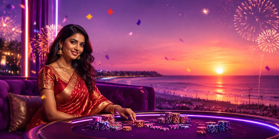 Casino chips on a gaming table with vibrant lighting
